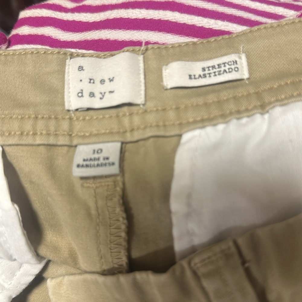 A New Day Tan Chinos Straight-Leg Cotton Blend Flat Front Comfortable and Dressy - Picture 3 of 7